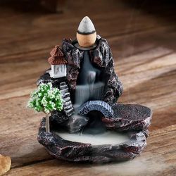 Mountain River Waterfall Backflow Incense Burner with Fireplace Fragrance for Home Decoration