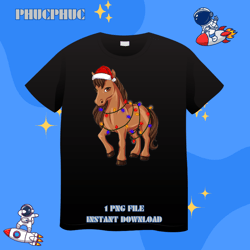 Horse With Santa Hat Tree Lights Xmas Light ChristmasPng, Png For Shirt, Png Files For Sublimation, Digital Download, Pr