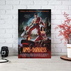 army of poster darkness, vintage horror movie poster print art, scary movie fan gift, vintage retro art print