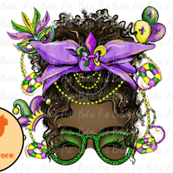 mardi gras messy bun black skin design