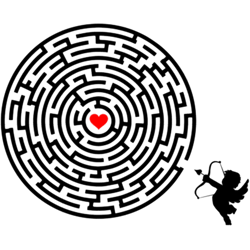 labyrinth, maze, love, god of love, eros, arrow, love arrow, game,