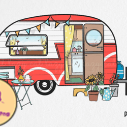 hand drawn vintage camping trailer design 06