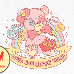 retro valentine teddy bear sublimation design 101