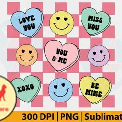 retro valentine groovy smiley face png design 111