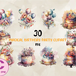 30 PNG Magical Birthday Party Clipart, Birthday Svg, Happy Birthday Png, T-shirt Designs 11