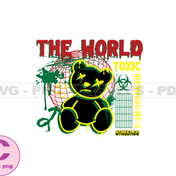 World Teddy Bear Stretwear, Teddy Bear Tshirt Design, Streetwear Teddy Bear PNG, Urban, DTG, DTF 93