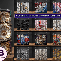 bundle 12 design 3d wrap tumbler 20oz, tumbler bundle design, sublimation tumbler bundle, 20oz skinny tumbler 16