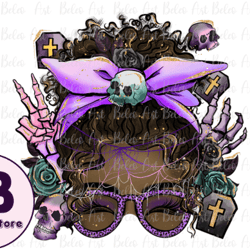 27 beedle skull messy bun black skin sublimation