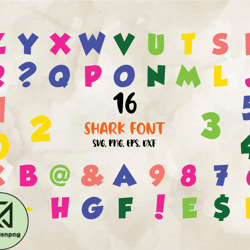 Shark Font Svg Png Pdf Dxf Alphabet, Modern Font, Fonts For Cricut, Beauty Font, Font For T-shirts 06