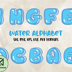 Water Letter Alphabet Font SVG PNG, Modern Font, Fonts For Cricut, Beauty Font, Font For T-shirts 09