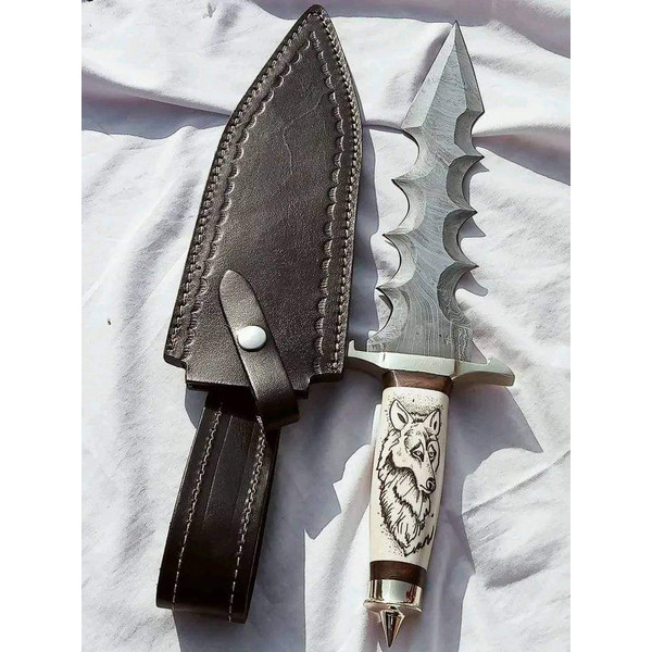 Hand forge Custom knives, Skull knife, Wolf knife, hunting Knife, Dagger knife,
