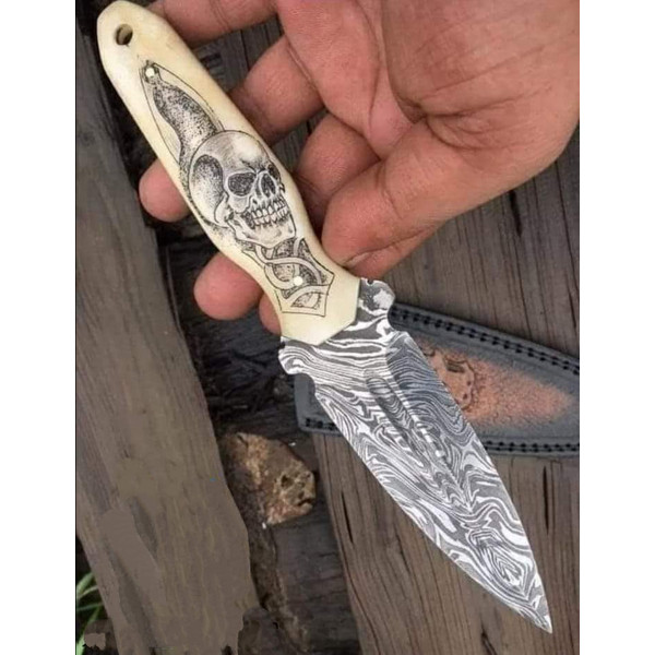 Hand forge Custom knives, Skull knife, Wolf knife, hunting Knife, Dagger knife,