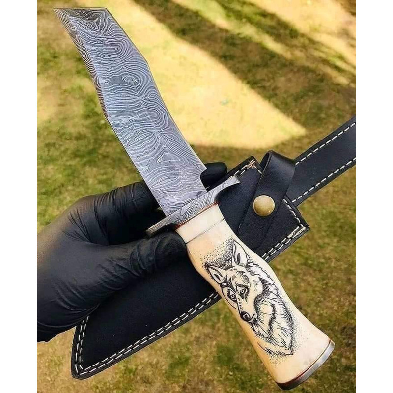 Hand forge Custom knives, Skull knife, Wolf knife, hunting Knife, Dagger knife,