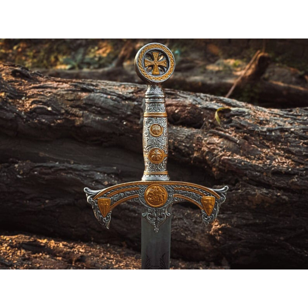 Handmade Templar Knights Sacred Holy Longsword Ornate Full Length Steel Sword| Medieval Sword With Leather Sheath| Cerem