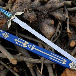 CUSTOM Hand Forged Stainless Steel The LEGEND of ZELDA Full Tang Skyward Link's Master Sword with Scabbard-Costume Armor