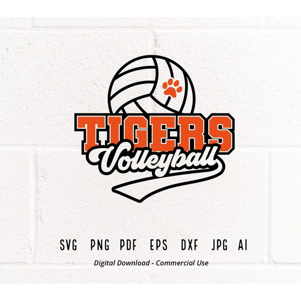 Tigers SVG PNG, Tiger svg, Volleyball svg, Tiger Volleyball Inspire