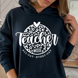 leopard teacher mode svg, teacher mode all day every day svg, teacher life svg, cricut,teacher svg, teacher shirt svg, h