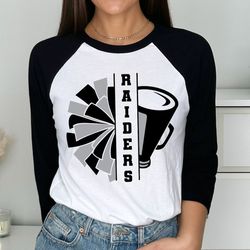 raider cheer svg, raider, raiders, cheer svg, png, sublimation, pom pom svg, megaphone svg, svg for shirts, svg for cric