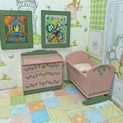 Doll furniture for a children's room. miniature dollhouse. 1:12.