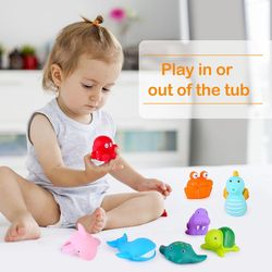 Bath Toys for Kids Ages 1-3, Mold Free Bath Toys for Infants Toddlers, 8PCS No Holes Ocean Sea Animal Bathtub Toys, Soft