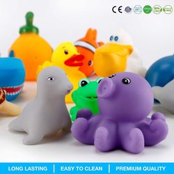15 PCS Ocean Animals Rubber Bath Toy Water  with Floating Bathtub Squeeze and Play Soft Sea Creatures anf Fishing Net fo