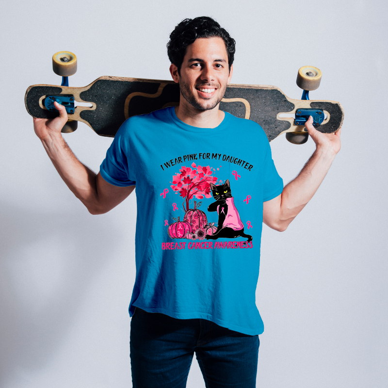 I Wear Pink For My Daughter Black Cat Pumpkin Breast Cancer.png