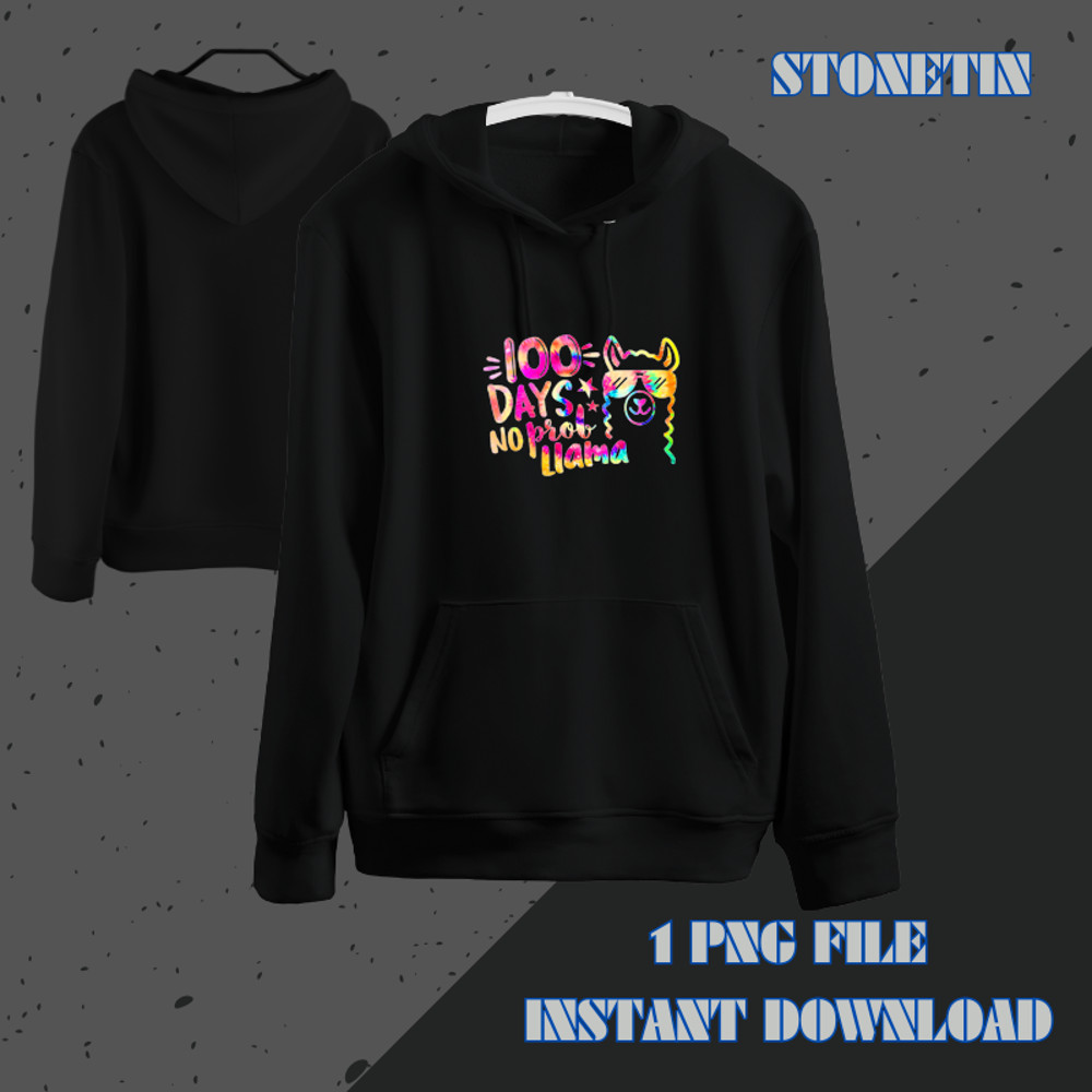 100 Days No Prob Llama Of School Funny Sayings Kids Tie Dye.png