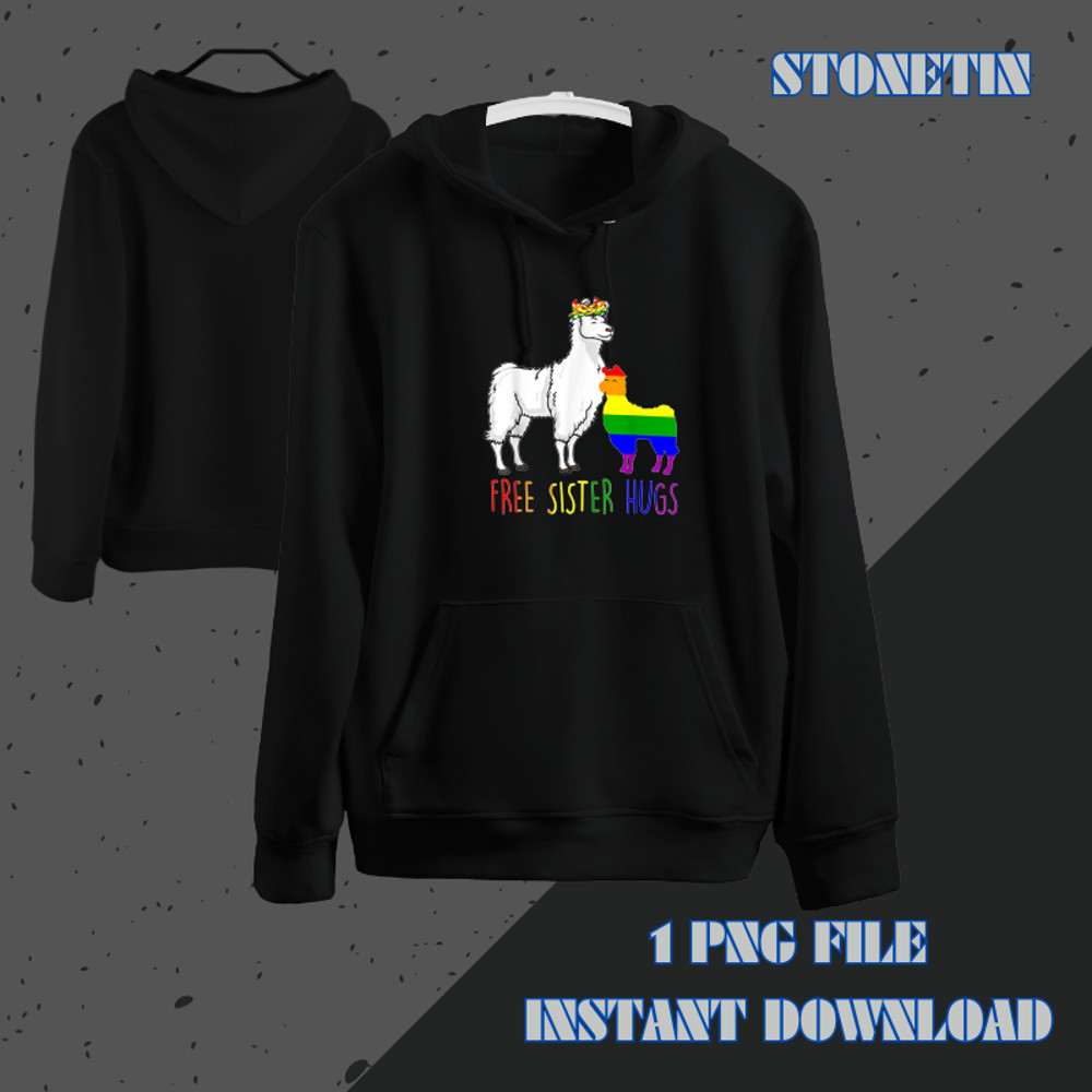 Free Sister Hugs Llama Funny Lgbt Gay Pride Rainbow.png