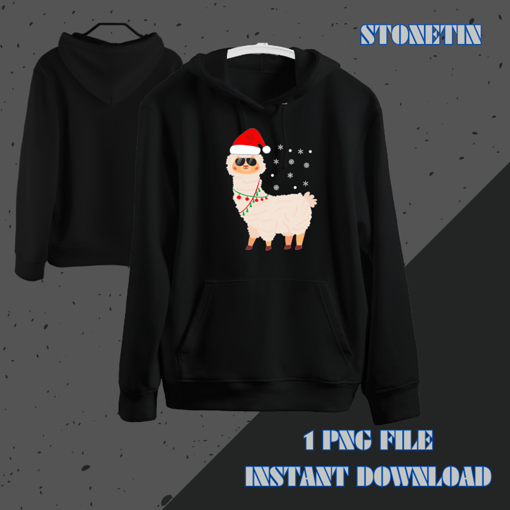 Funny Christmas Llamma Kids Santa Hat Llama Xmas Boys Girls.png