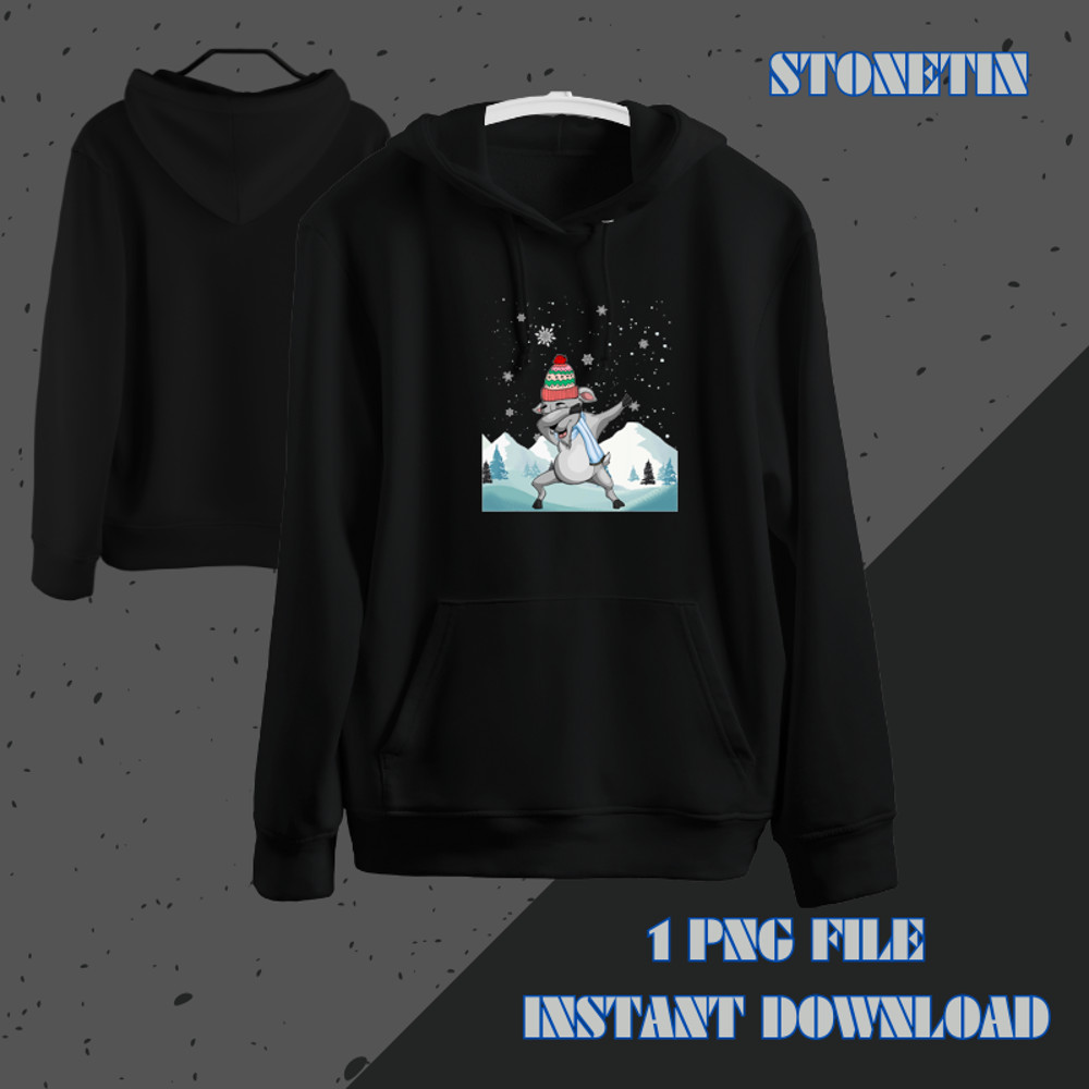 Funny Dabbing Snowy Farm Animal Farmer Winter Goat.png