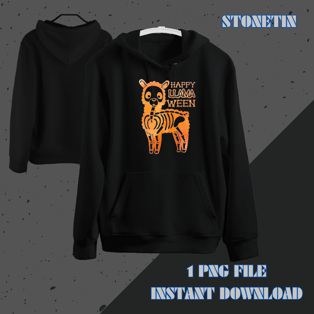 Funny Halloween LLama Costume Tee Happy Llamaween Skeleton.png