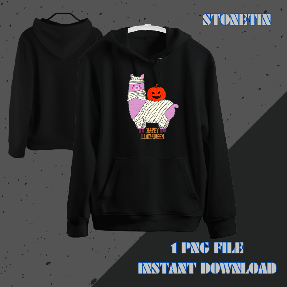 Funny Halloween Llama Happy Llamaween Men Women Kids.png