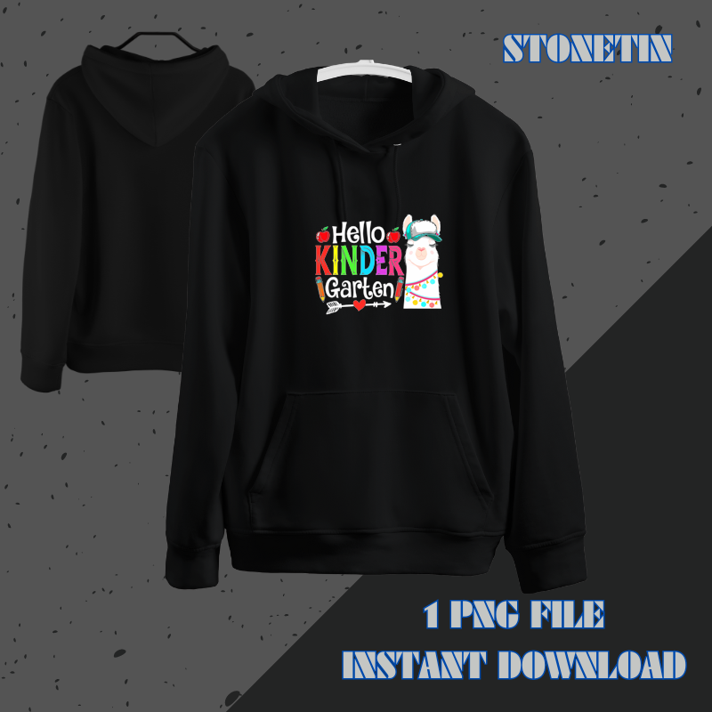 Funny Hello Kindergarten Llama Back To School First Day.png