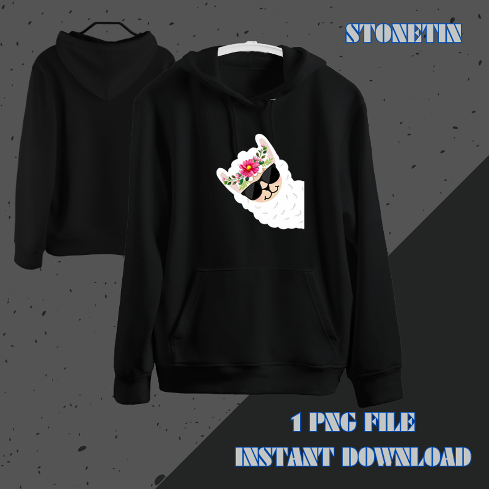 Funny llama alpaca with sunglasses alpaca hippie llama.png