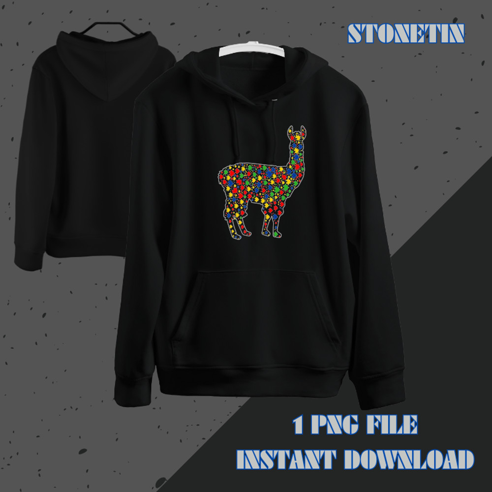 Funny Llama Animals Puzzle Pieces Autism Awareness.png