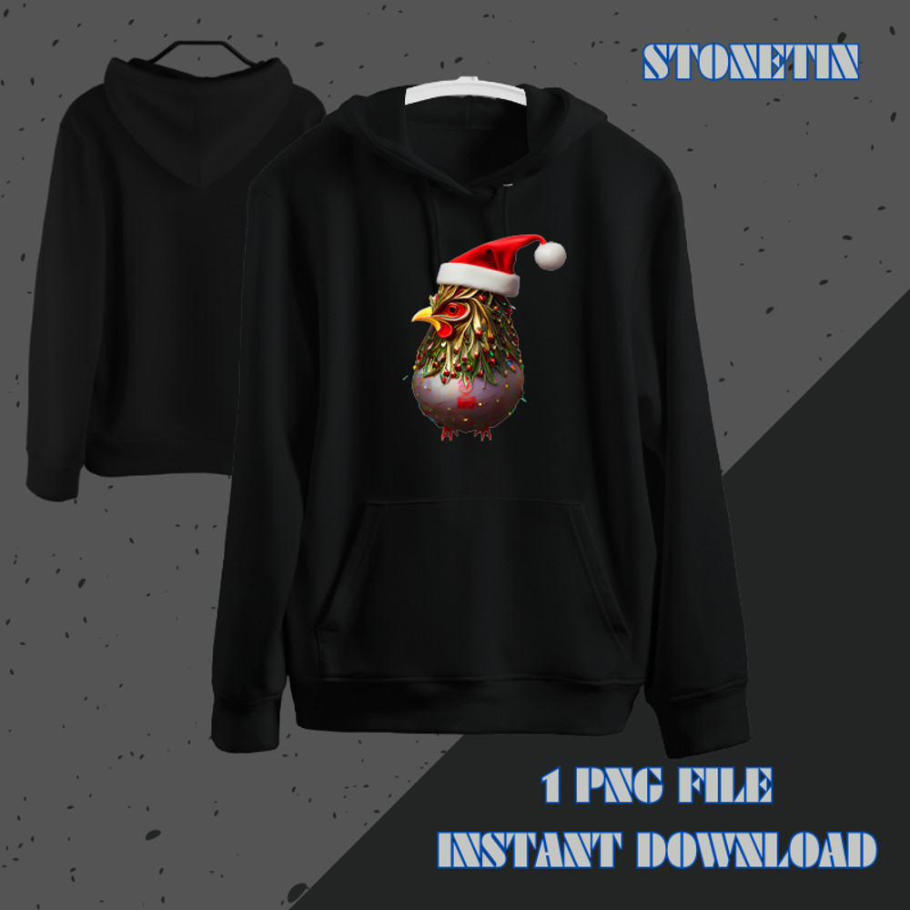Funny Santa Chicken Christmas Decoration Xmas Art.png