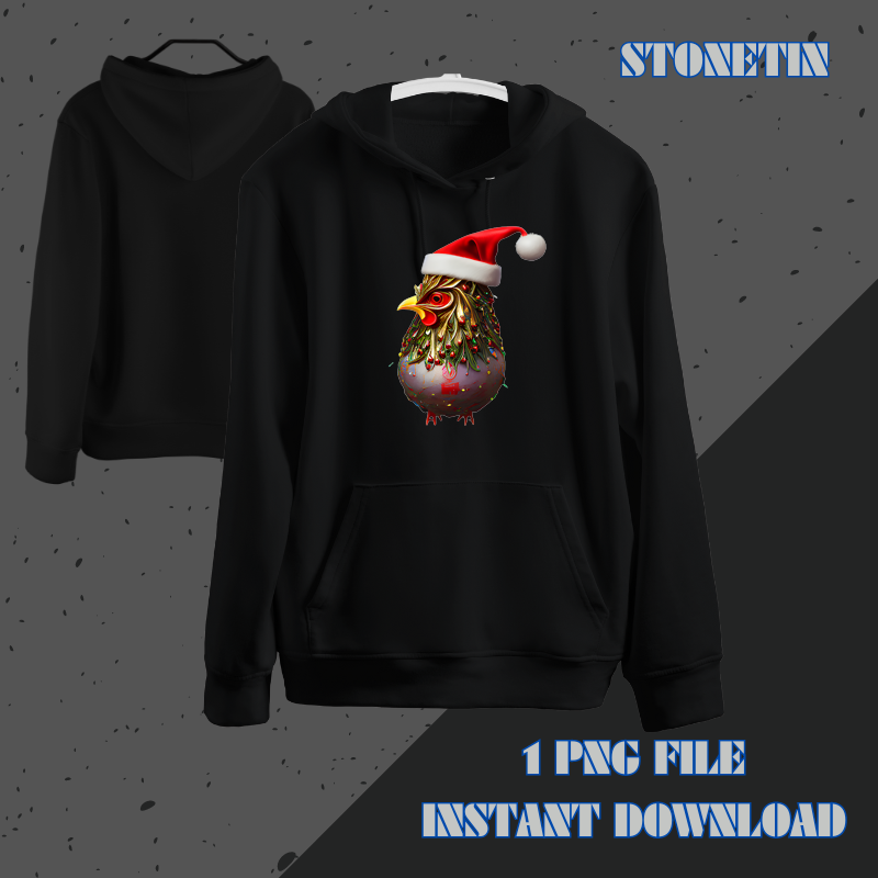 Funny Santa Chicken Christmas Decoration Xmas Art.png