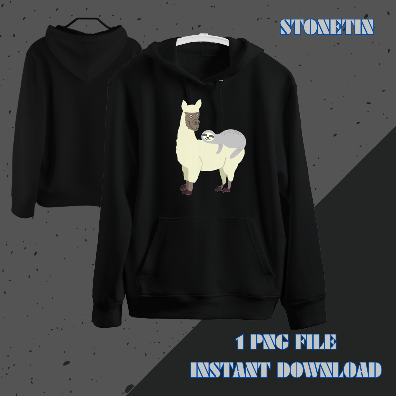 Funny Sloth Riding Llama Trendy Alpaca Animal Lover Gift.png