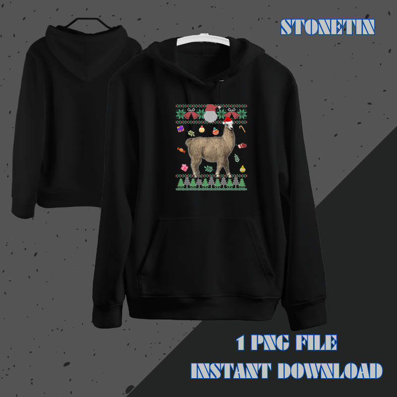 Funny Ugly Sweater Christmas Animals Santa Llama Lover.png