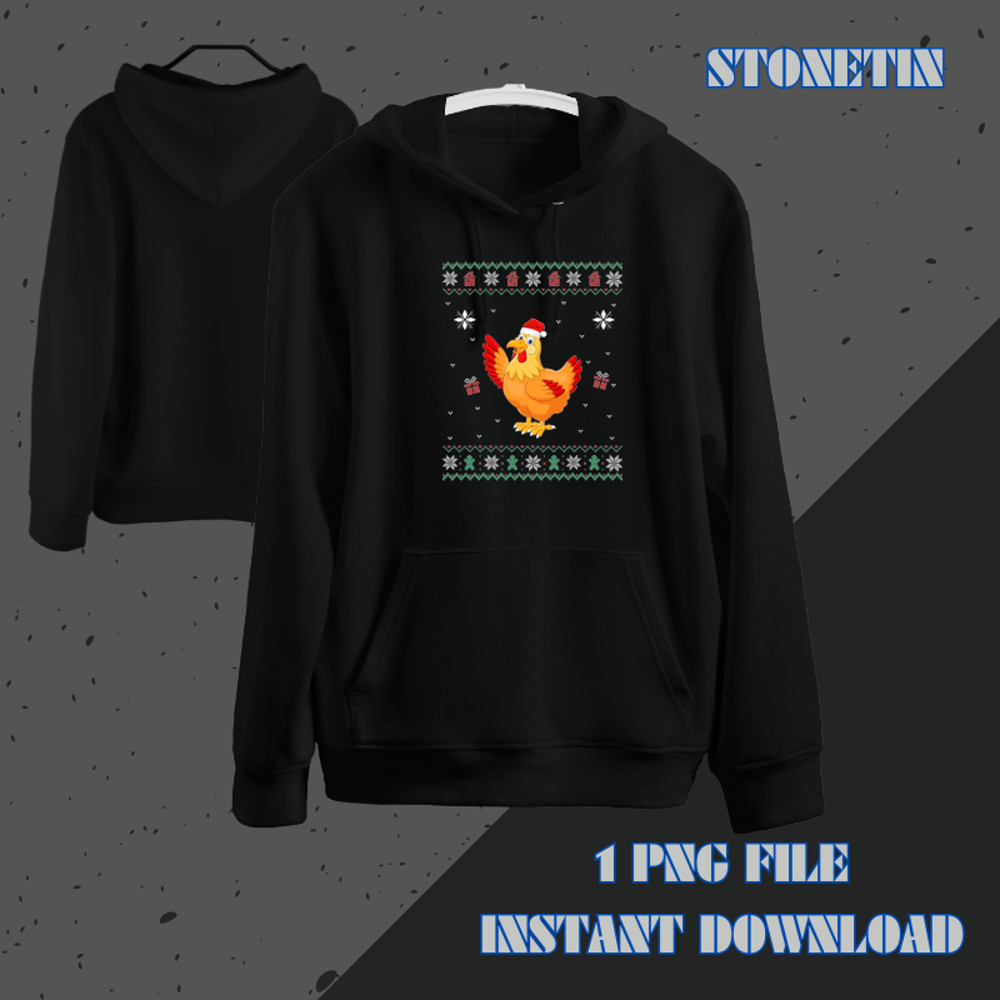 Funny Ugly Xmas Sweater Style Matching Chicken Christmas.png
