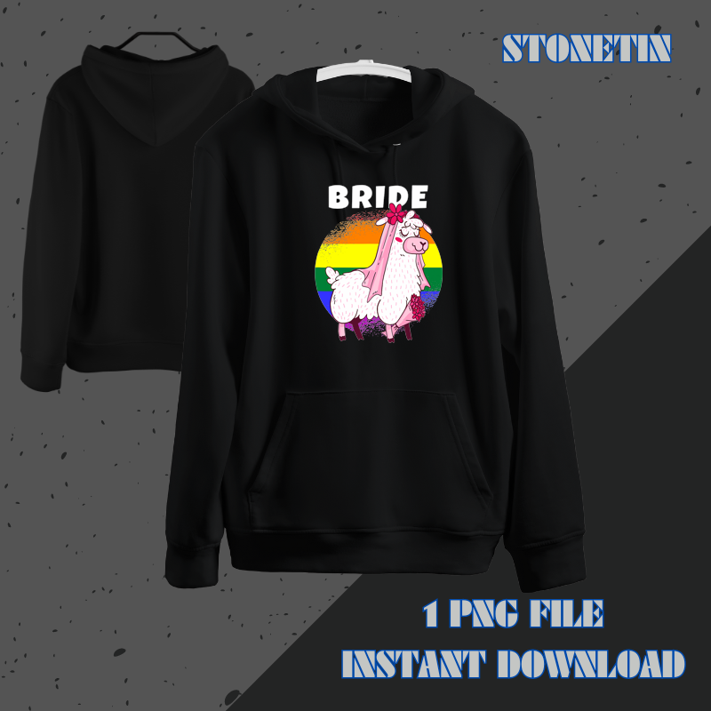 Gay Pride Rainbow LGBTQ Wedding Funny Llama Lesbian Bride.png
