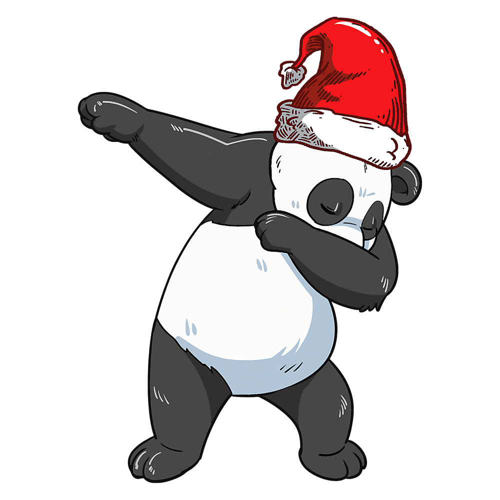 Dabbing Panda Santa Hat Cute Men Panda Bear Christmas Pajama T-Shirt.png