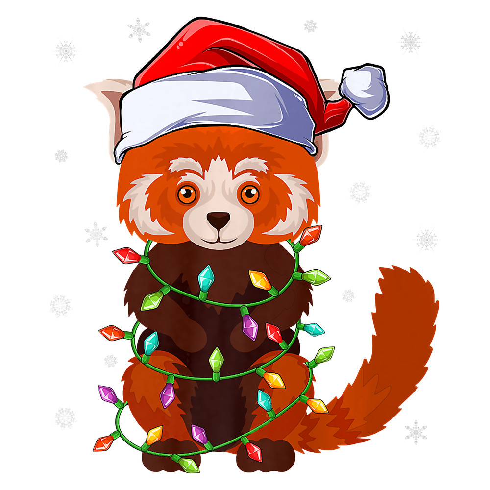 Funny Red Panda Xmas Matching Santa Hat Red Panda Christmas Premium T-Shirt.png