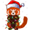 Funny Red Panda Xmas Matching Santa Hat Red Panda Christmas Premium T-Shirt.png