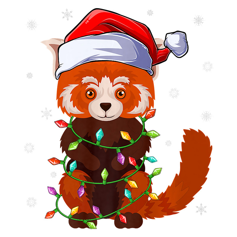 Funny Red Panda Xmas Matching Santa Hat Red Panda Christmas Premium T-Shirt.png