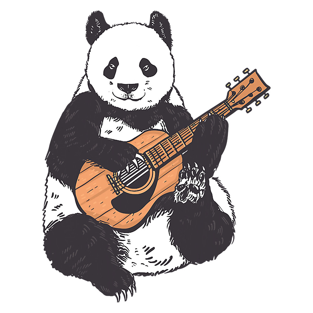 Funny T-Shirt, Panda Guitarist, Men's, Women's, Original, Funny Goods, Clothes, Present, Kids, Anima.png