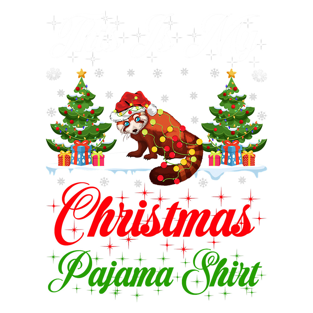 Funny Xmas Lighting This Is My Red Panda Christmas Pajama T-Shirt.png