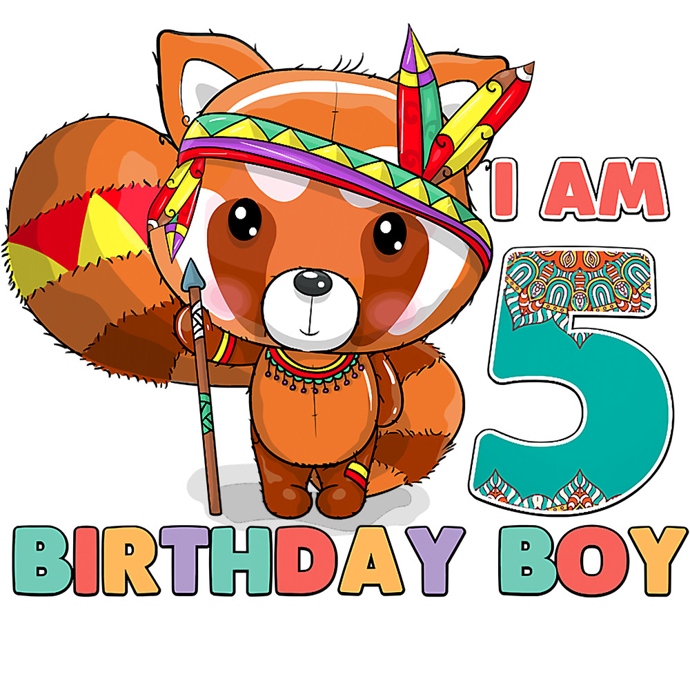I'm 5 Years Old 5th Birthday Boho Panda Since 2017 Boys Kids T-Shirt.png