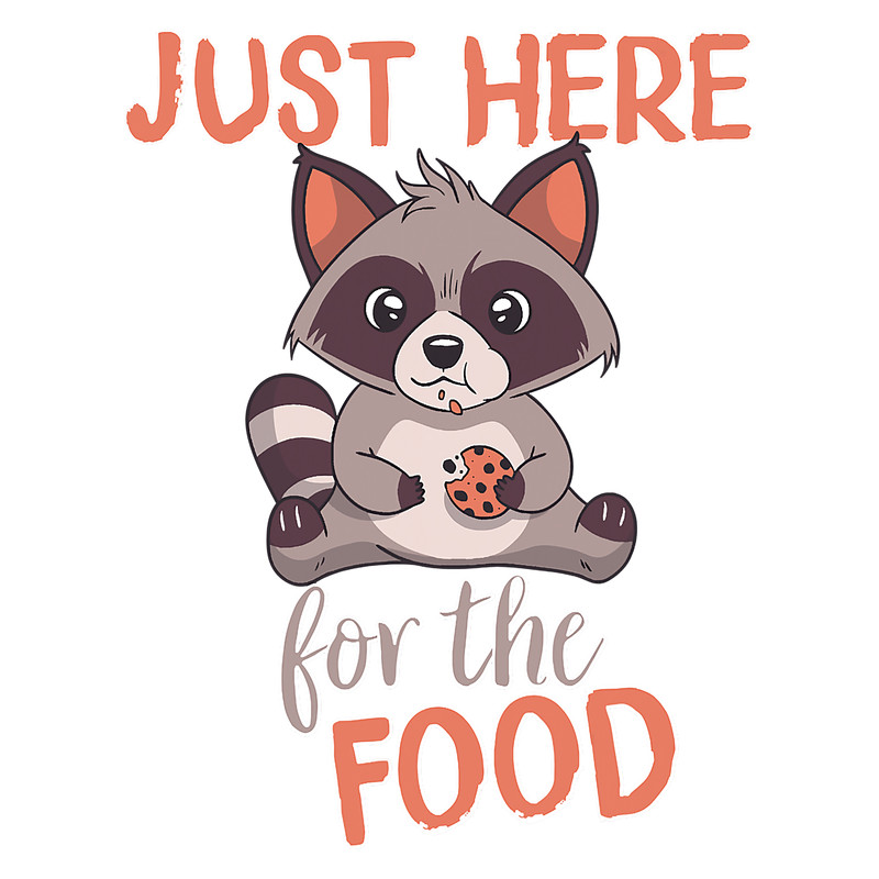 Just here for the food funny Raccoon T-Shirt.png