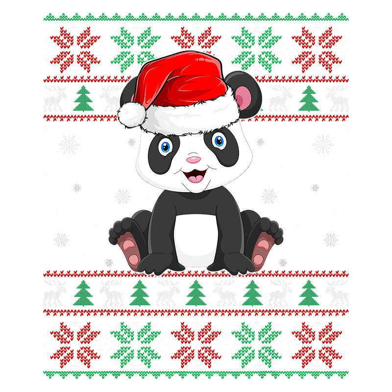 Panda Animal Lover Xmas Santa Hat Cute Ugly Panda Christmas T-Shirt.png